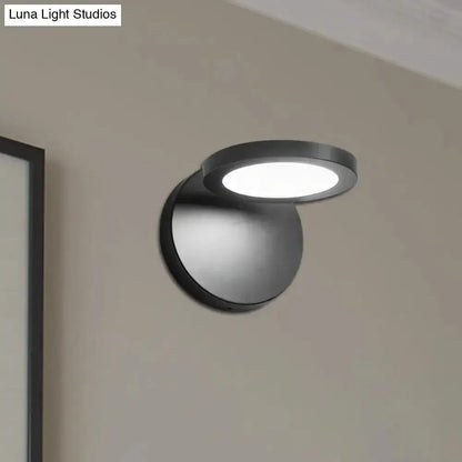 Modern Black Circular LED Wall Lamp for Bedroom