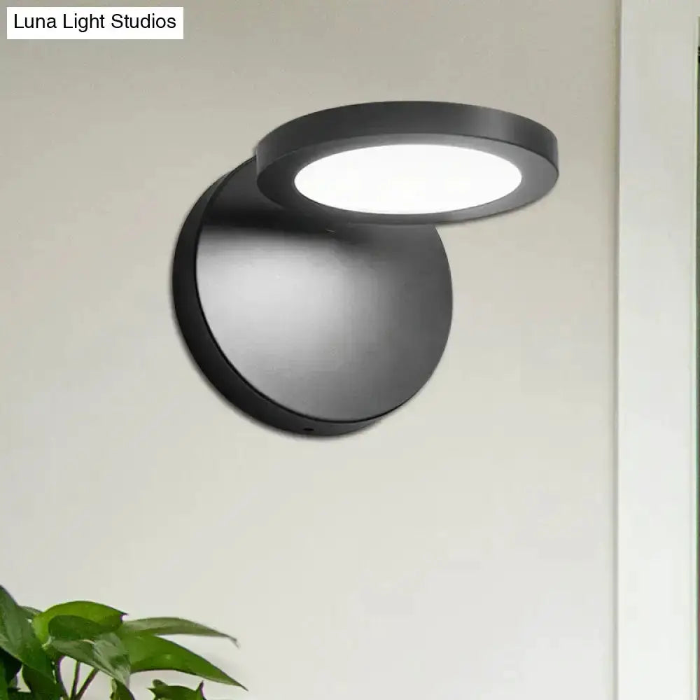 Modern Black Circular LED Wall Lamp for Bedroom