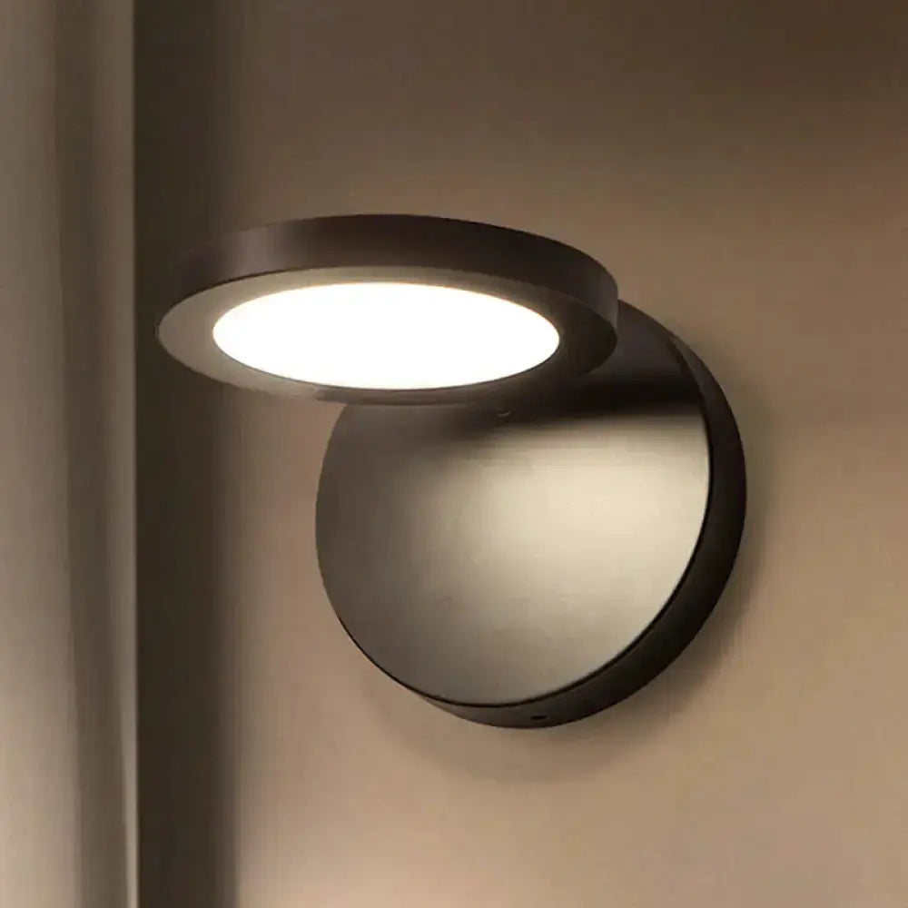 Modern Black Circular LED Wall Lamp for Bedroom