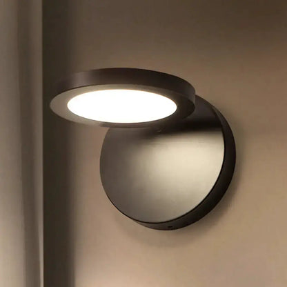 Modern Black Circular LED Wall Lamp for Bedroom