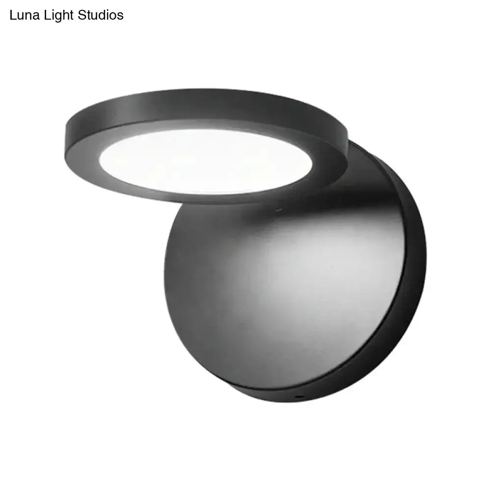 Modern Black Circular LED Wall Lamp for Bedroom