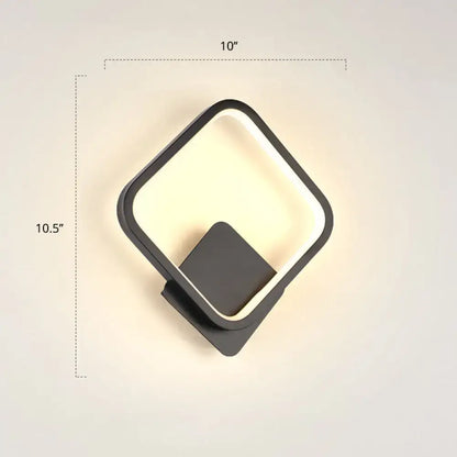 Black Circular LED Wall Sconce with open square ring by Decorbites, warm white LED light on Tampa Home & Garden Store