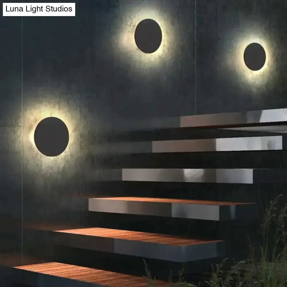 Modern Black Circular Wall Lamp Three Disc Set