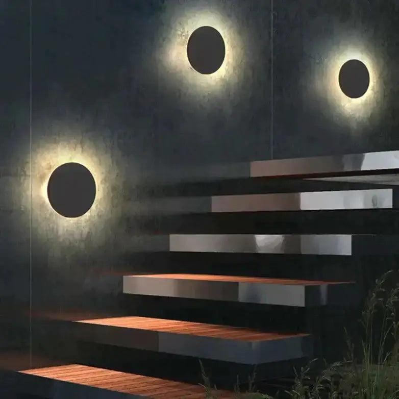 Modern Black Circular Wall Lamp Three Disc Set