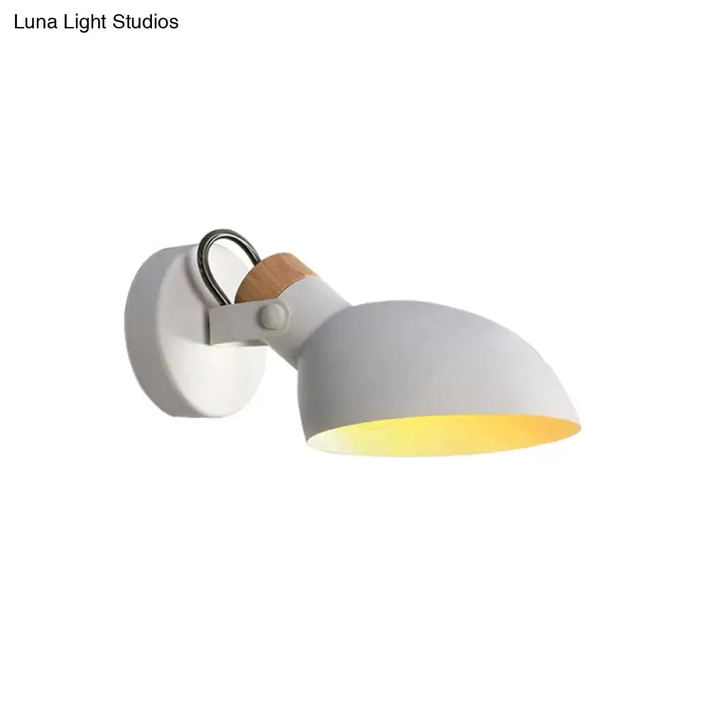 Wall sconce light Decorbites, modern white cream shade with wood accent, adjustable on Tampa Home & Garden Store