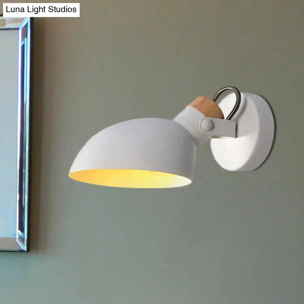 Decorbites modern white adjustable wall sconce with wood accent, warm light on Tampa Home & Garden Store