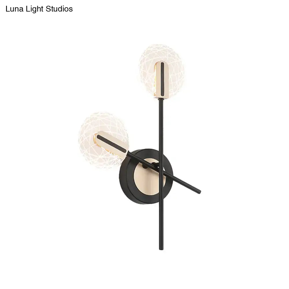 Black cast iron wall sconce with glass globe shades, gold accents Decorbites on Tampa Home & Garden Store