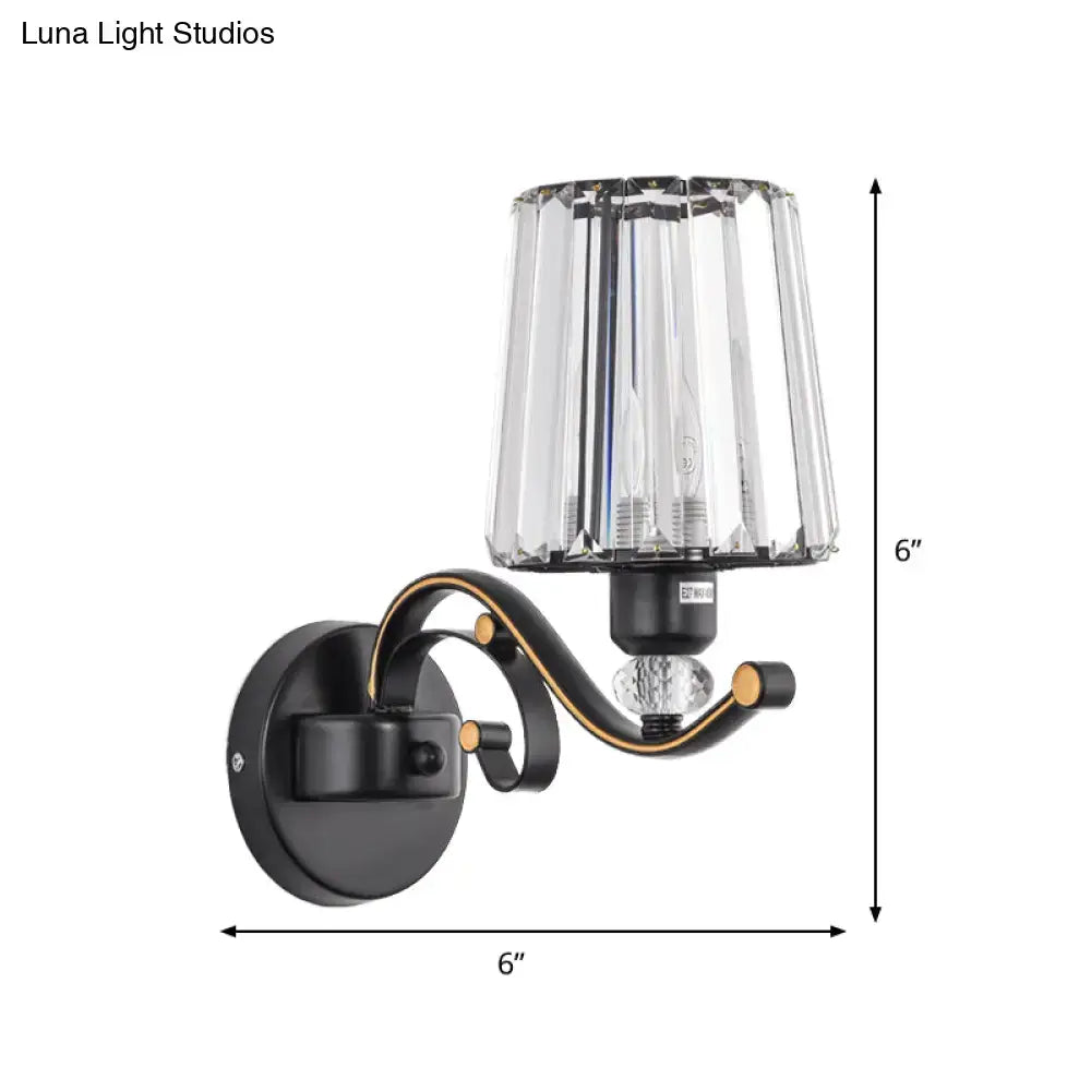 Black crystal two-bulb wall sconce with curved arm by Decorbites on Tampa Home & Garden Store