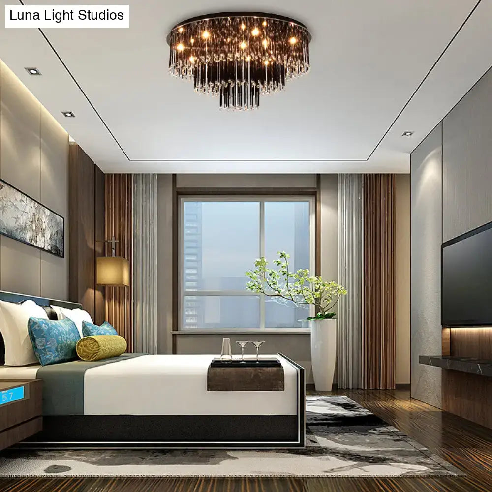 Black Crystal Bedroom Chandelier by Decorbites, modern chandelier with hanging crystal prisms on Tampa Home & Garden Store