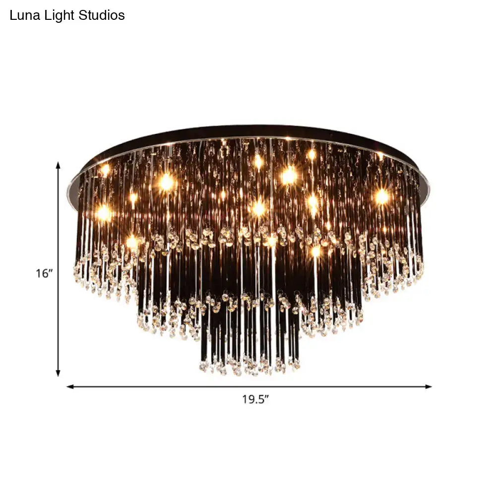 Black Crystal Bedroom Chandelier by Decorbites with crystal strands, 16in tall, 19.5in wide on Tampa Home & Garden Store