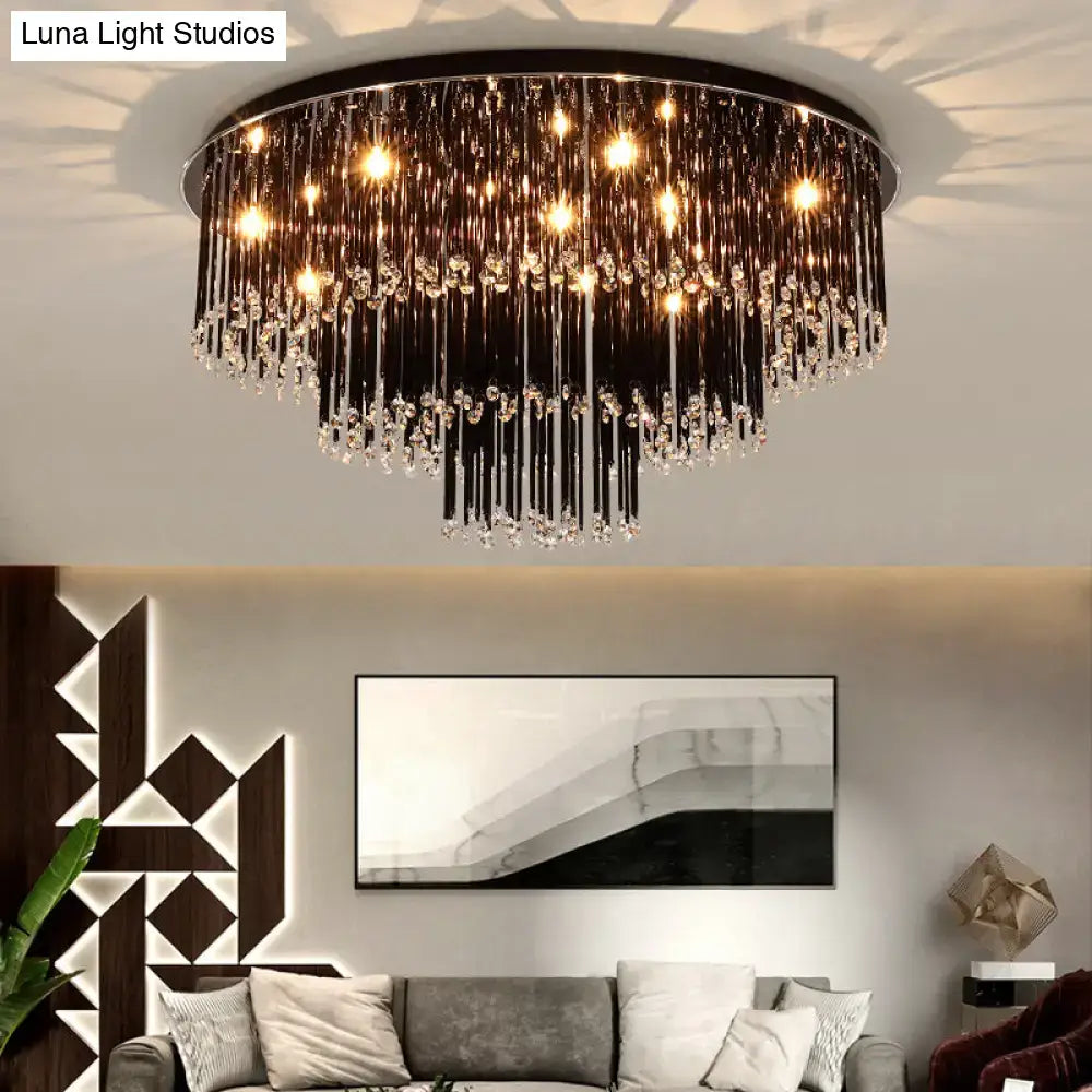 Black Crystal Bedroom Chandelier by Decorbites with black crystal strands and prisms on Tampa Home & Garden Store