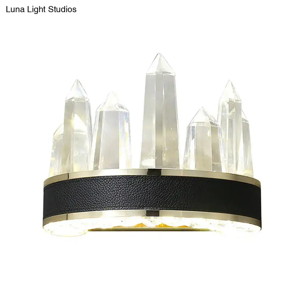 Black Icicle Wall Light with crystal prisms and gold trim by Decorbites on Tampa Home & Garden Store