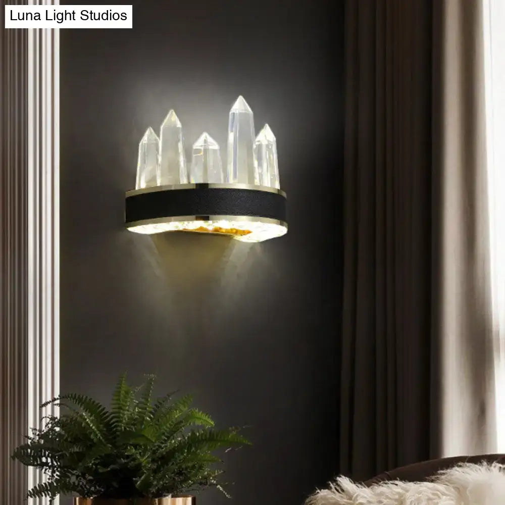 Black Icicle Wall Light wall sconce with crystal prisms, black band, gold rim Decorbites on Tampa Home & Garden Store