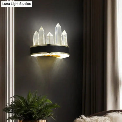 Black Icicle Wall Light wall sconce with crystal prisms, black band, gold rim Decorbites on Tampa Home & Garden Store