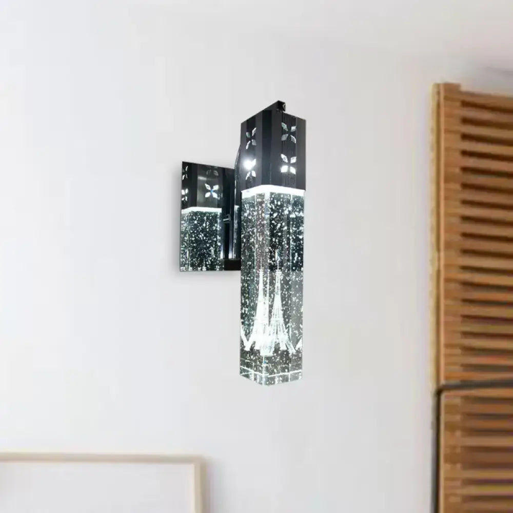 Nickel crystal wall sconce by Decorbites with hanging prism crystal in black nickel finish on Tampa Home & Garden Store