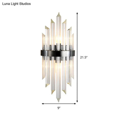 Black crystal mini wall lamp with prisms around a black band by Decorbites 21.5in x 9in on Tampa Home & Garden Store