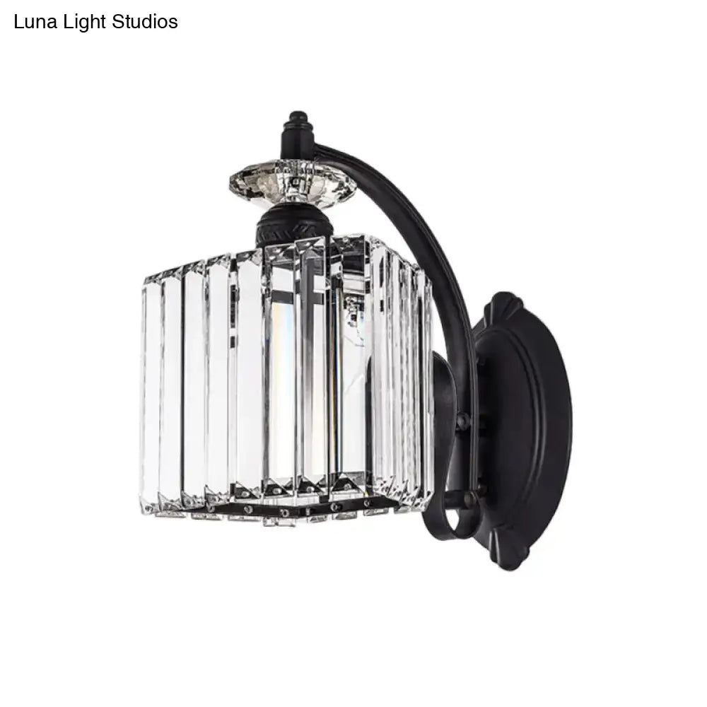 Black Curved Crystal Sconce with crystal prism shade by Decorbites on Tampa Home & Garden Store