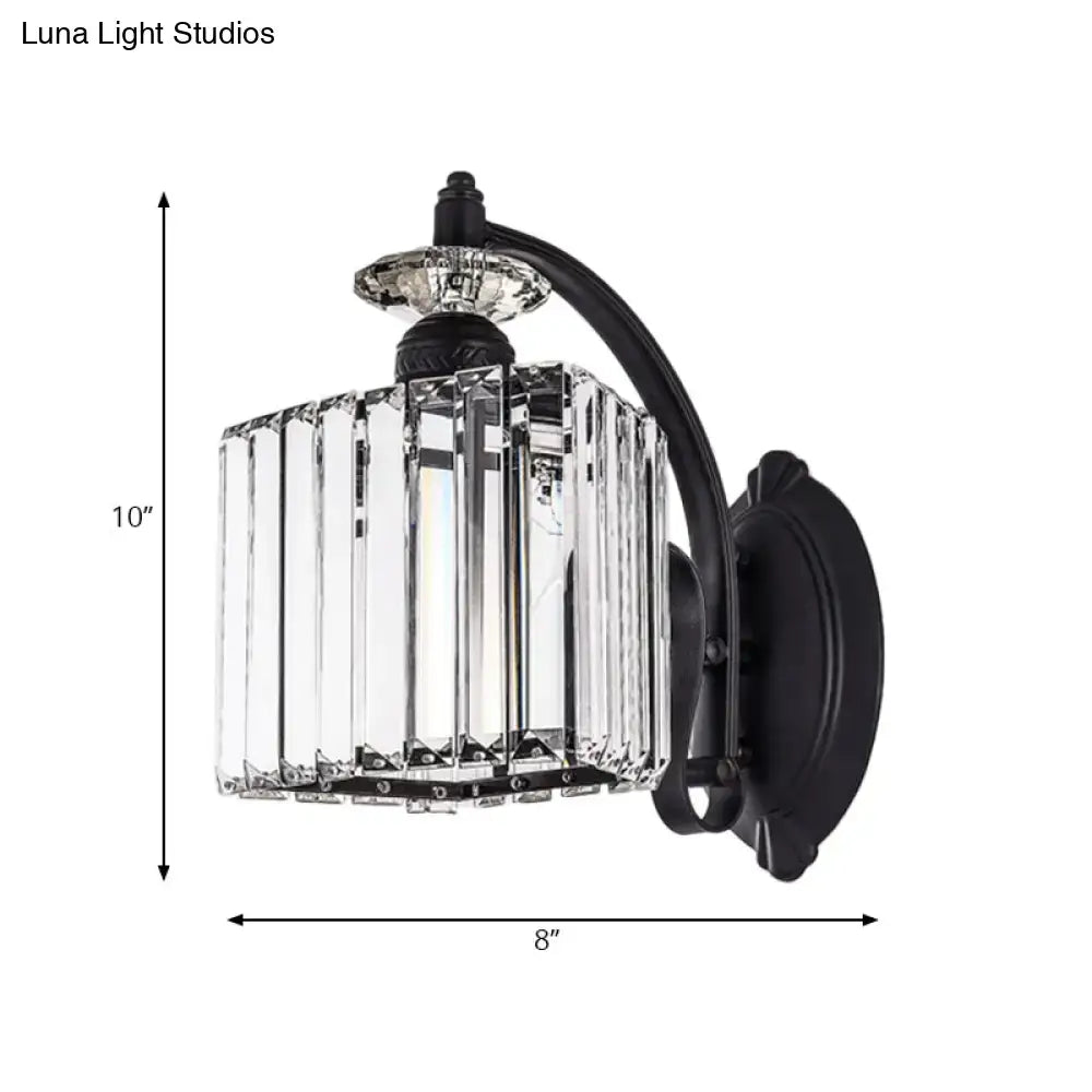 Decorbites Black Curved Crystal Wall Sconce with crystal prism shade on Tampa Home & Garden Store