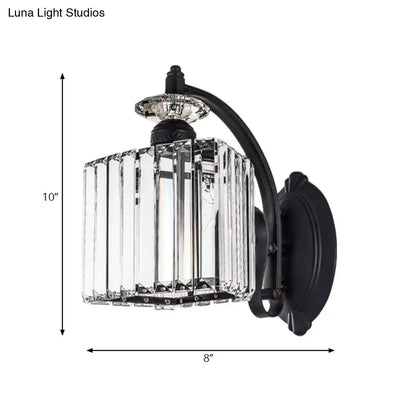 Decorbites Black Curved Crystal Wall Sconce with crystal prism shade on Tampa Home & Garden Store