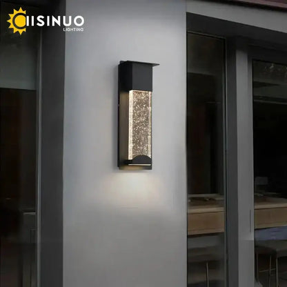 Decorbites modern black outdoor wall light with crystal panel and PIR motion sensor on Tampa Home & Garden Store