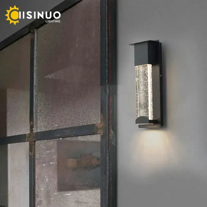 Modern black crystal outdoor wall light with PIR motion sensor on Tampa Home & Garden Store