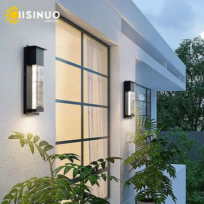 Decorbites modern black crystal outdoor wall light with PIR motion sensor, pair on Tampa Home & Garden Store