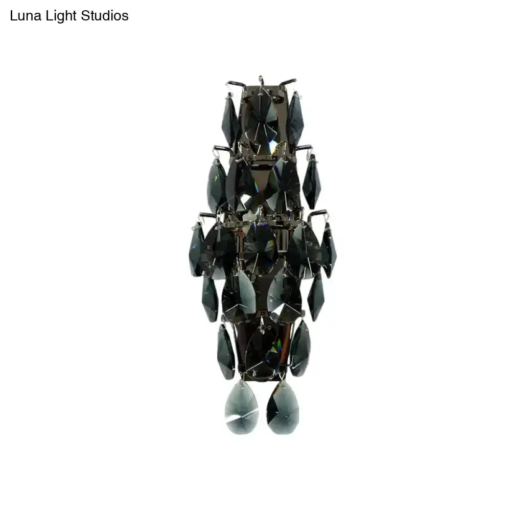 Modern Black Crystal Wall Sconce for Living Room