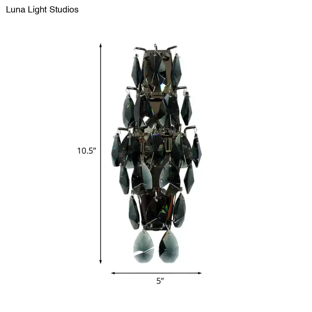 Modern Black Crystal Wall Sconce for Living Room