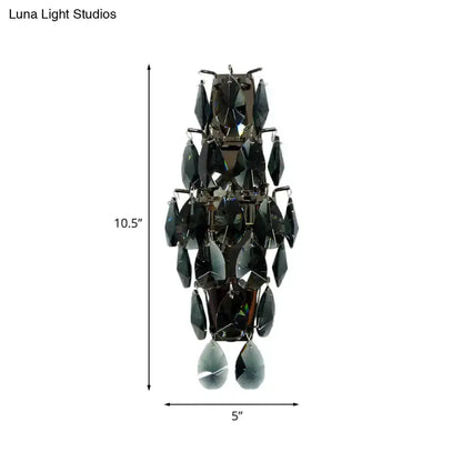 Modern Black Crystal Wall Sconce for Living Room