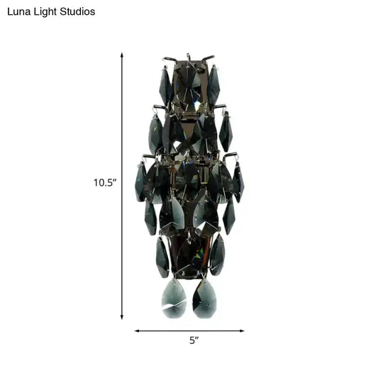 Decorbites modern black crystal wall sconce with hanging gem drops 10.5in tall 5in wide on Tampa Home & Garden Store