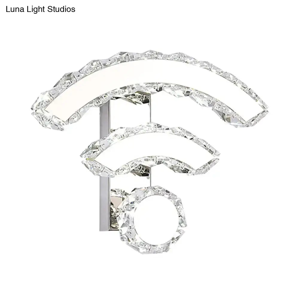 Black Crystal LED Sconce by Decorbites wall-mounted with curved crystal arcs and ring on Tampa Home & Garden Store