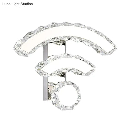 Black Crystal LED Sconce by Decorbites wall-mounted with curved crystal arcs and ring on Tampa Home & Garden Store