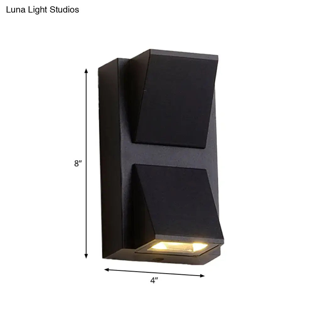Black Cube LED Sconce, black metal wall light with cubes, warm LED, 8in tall, 4in wide on Tampa Home & Garden Store