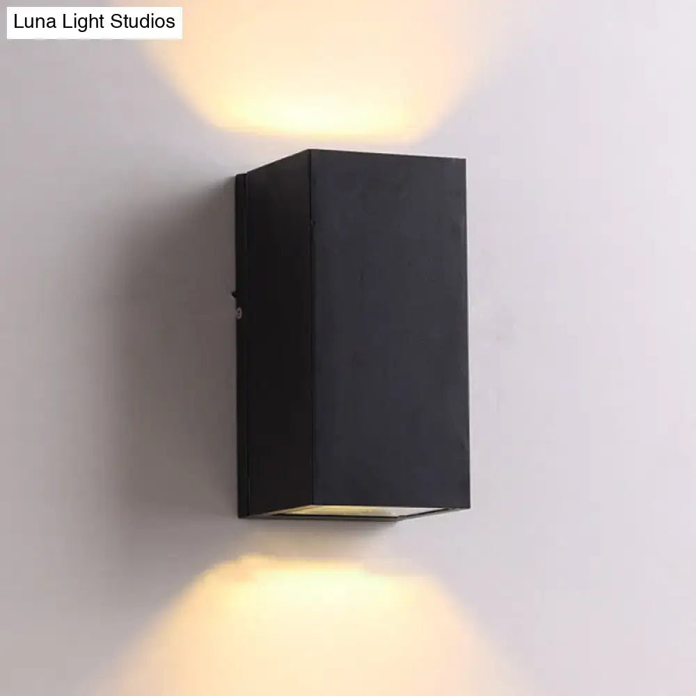 Black Cube LED Sconce by Decorbites; black metal wall light with upward and downward glow on Tampa Home & Garden Store