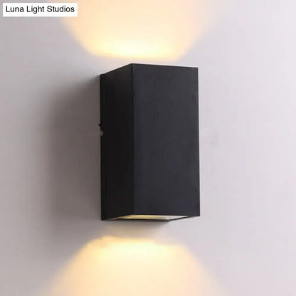 Black Cube LED Sconce by Decorbites; black metal wall light with upward and downward glow on Tampa Home & Garden Store