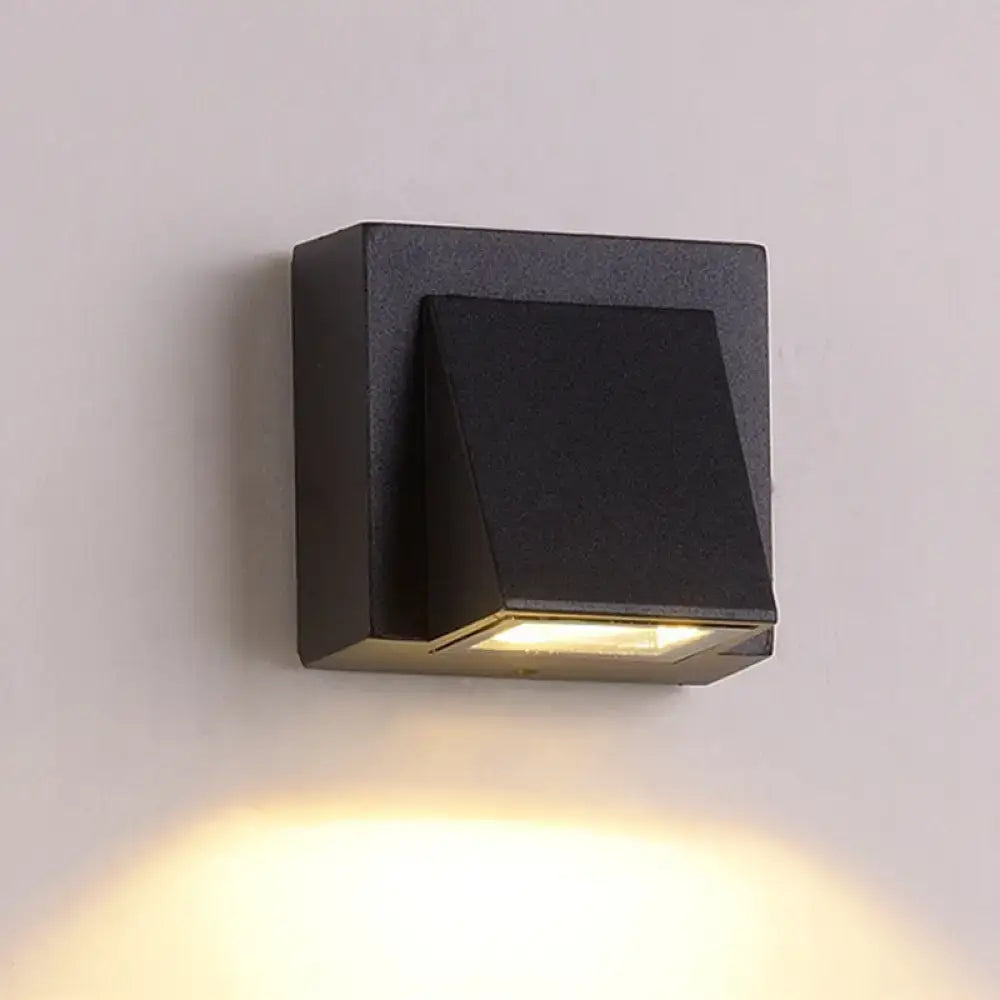 Black Cube LED Sconce wall light by Decorbites, black metal cube with warm downlight on Tampa Home & Garden Store