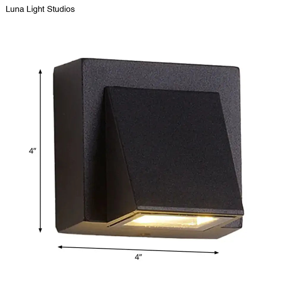 Black Cube LED Sconce by Decorbites, 4in square black metal wall light on Tampa Home & Garden Store