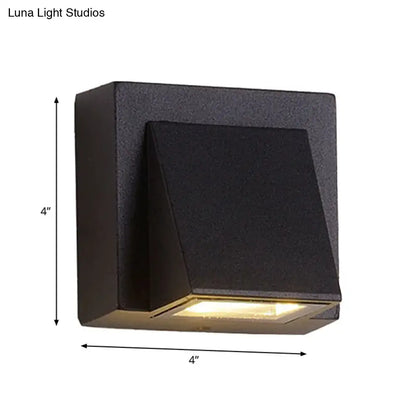Black Cube LED Sconce by Decorbites, 4in square black metal wall light on Tampa Home & Garden Store