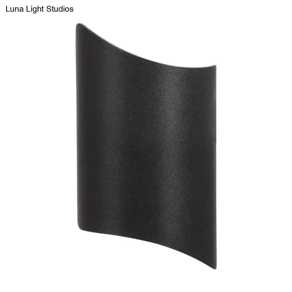 Modern black curved LED wall lamp for outdoor walls, wall-mounted metal design on Tampa Home & Garden Store