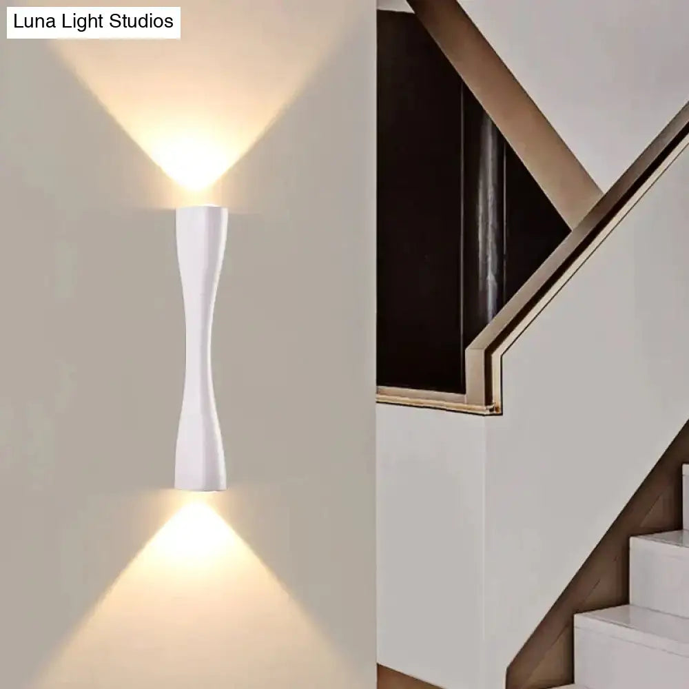 Black curved IP65 outdoor wall sconce by Decorbites, dual warm lights on exterior wall on Tampa Home & Garden Store