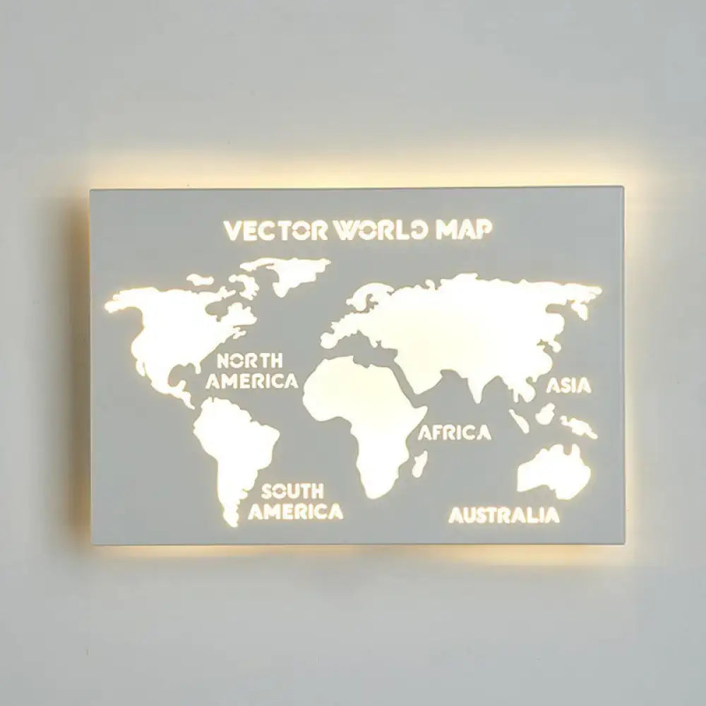 World map wall sconce, white backlit panel by Decorbites on Tampa Home & Garden Store