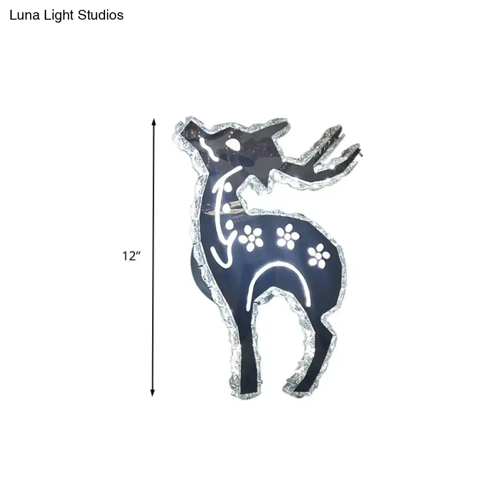 Decorbites crystal deer wall light navy silhouette with crystal trim and cutouts, 12 in tall on Tampa Home & Garden Store