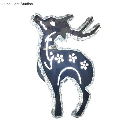 Crystal Deer Wall Light by Decorbites, silhouette with crystal border and floral cutouts on Tampa Home & Garden Store