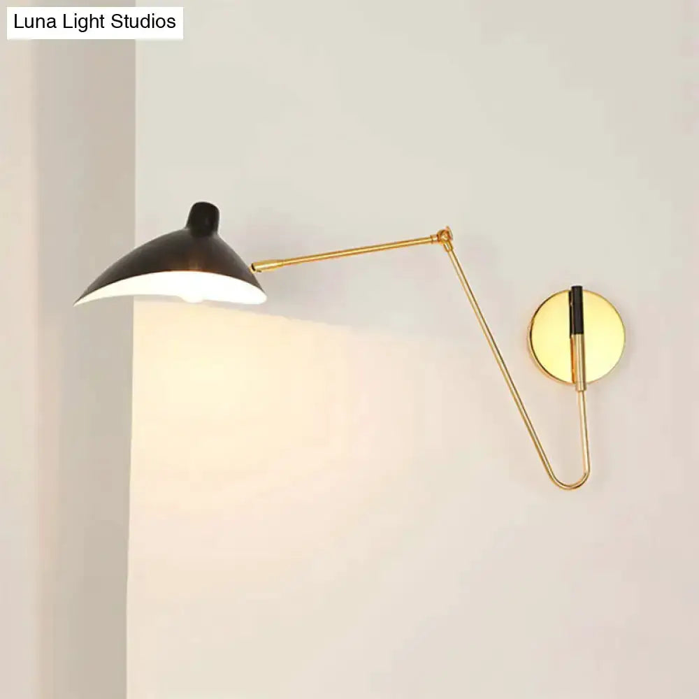 Decorbites modern black duckbill shade wall lamp with curved brass arm on Tampa Home & Garden Store