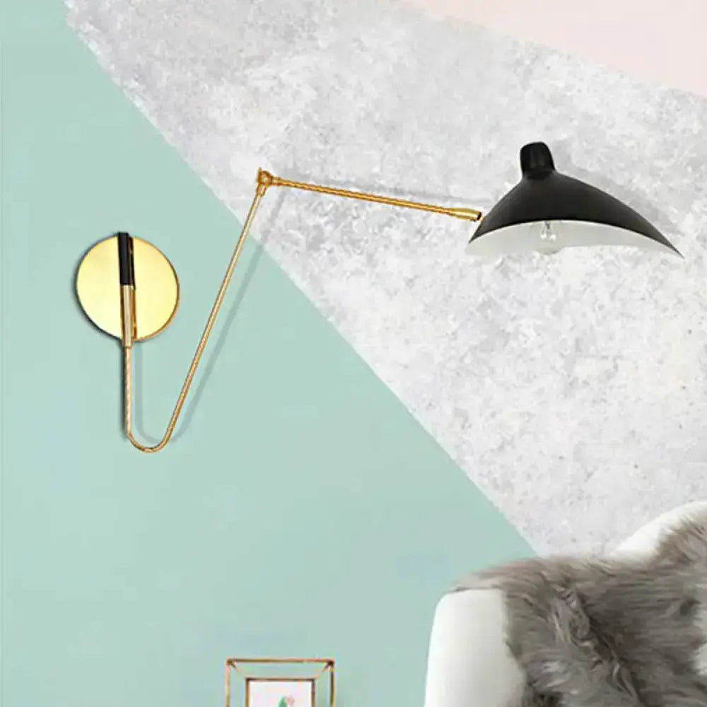 Modern black duckbill shade wall lamp with curved arm bedroom sconce on Tampa Home & Garden Store