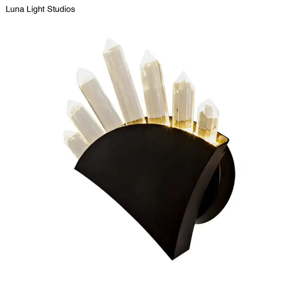 Modern black crystal fan wall light fixture sconce with clear prisms on Tampa Home & Garden Store