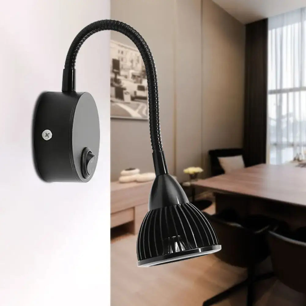 Black Classic Metal Shade Wall Lamp by Decorbites with flexible gooseneck ribbed shade on Tampa Home & Garden Store