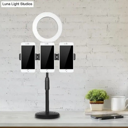 Black Ring Wall Light with tripod stand and three phone mounts, white circular LED ring on Tampa Home & Garden Store