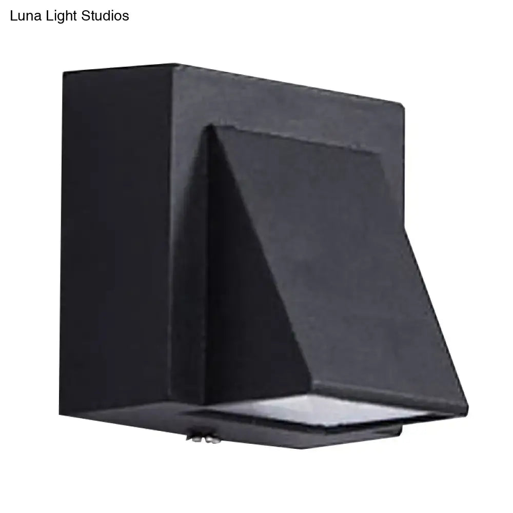 Decorbites black outdoor patio two-light wall sconce with angular shade on Tampa Home & Garden Store