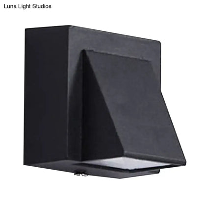 Decorbites black outdoor patio two-light wall sconce with angular shade on Tampa Home & Garden Store